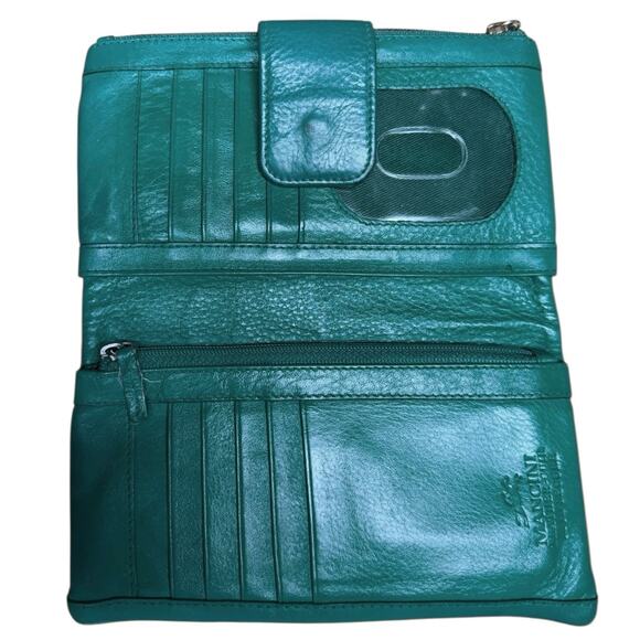 Vintage Mancini Kelly Green Leather Bifold Wallet Magnetic Snap - Picture 5 of 6